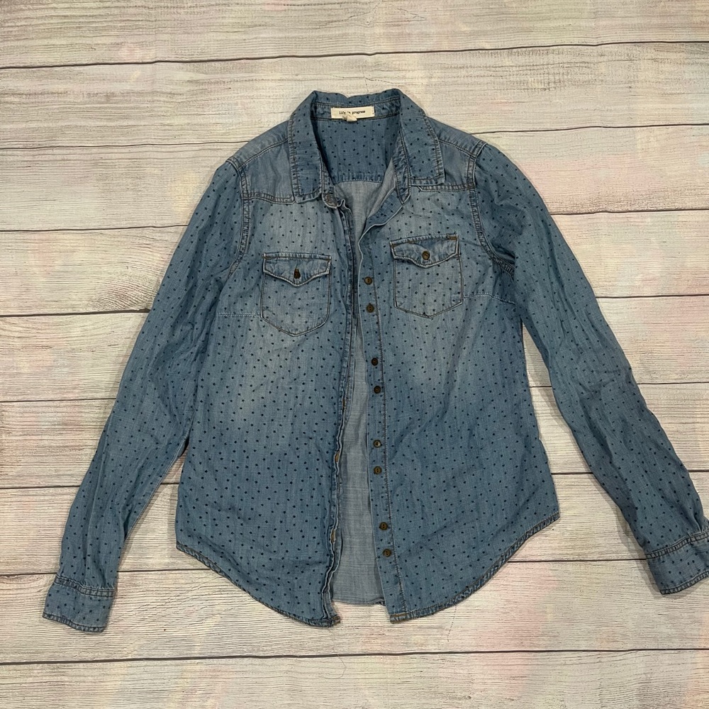 Women’s Denim Shirt Button Up Sz Small